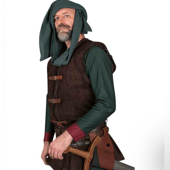 Men’s “Garen” Suede Vest Brown Sz. Lg Medival Cosplay Costume *see note! - Picture 1 of 4